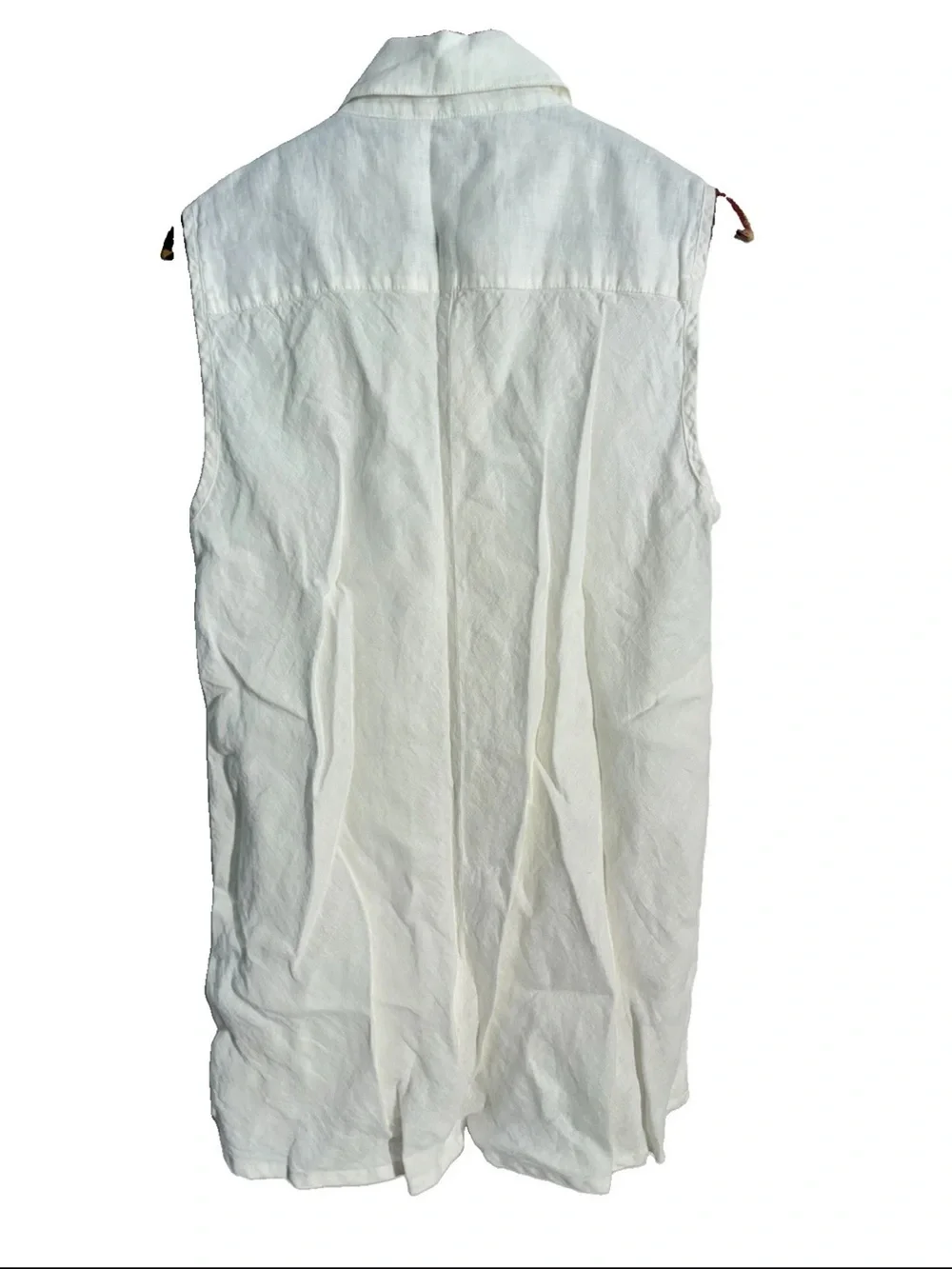 Flax‎ Sleeveless Linen Button-Up Tunic - White